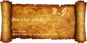 Marity Jolán névjegykártya